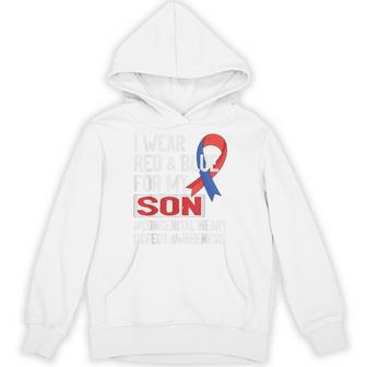 I Wear Red & Blue For My Son Chd Congenital Heart Disease Hoodie - Thegiftio