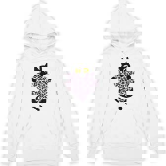 ピンクのヒョウ柄ハートを持つ黒猫 パーカー - Kawaiitshirt