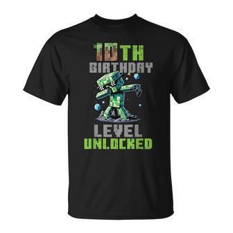 10 Geburtstag Level Freigeschaltet Pixel Dab 10 Bday Gamer Boys T-Shirt - Geschenkecke