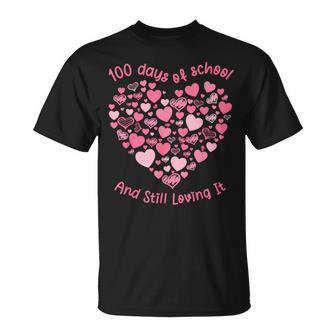 100Th Day Of School And Still Loving It 100 Rainbow Hearts T-Shirt - Monsterry