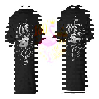 100Th School Day 100 Flaming School Days Flamingo T-Shirt - Thegiftio