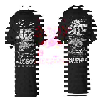 19歳 2007年2月 花柄 19歳 誕生日 男性 女性 Tシャツ - Kawaiitshirt