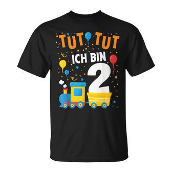 2 Geburtstag Zug Eisenbahn Lokomotive Junge 2Er Geburtstag T-Shirt - Geschenkecke