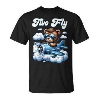 2Nd Birthday Airplane Two Plane Teddy Bear Flying Aviation T-Shirt - Thegiftio UK