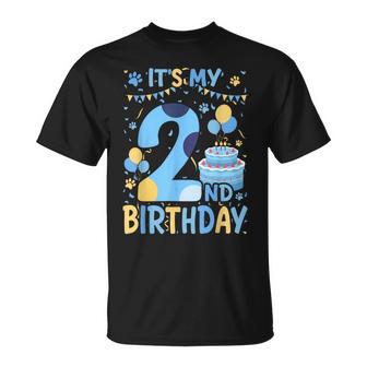 2Nd Birthday Boy Blue Dog Theme Party Two Cool 2 Year Old T-Shirt - Thegiftio UK