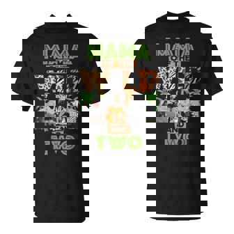 2Nd Birthday Zoo Safari Jungle Mama Of The Wild And Two T-Shirt | Mazezy