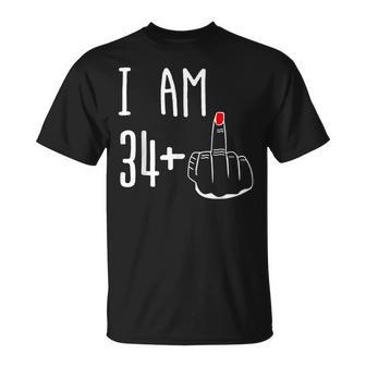 I Am 34 Plus 1 Middle Finger 35Th Women's Birthday T-Shirt - Thegiftio UK