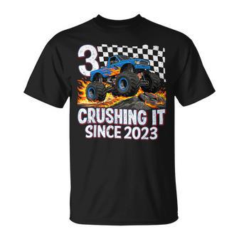 3Rd Birthday Monster Truck 3 Year Old Boys Party Born 2023 T-Shirt - Thegiftio UK