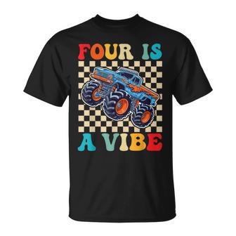 4Th Birthday Monster Truck Four 4 Year Old Boys Monster T-Shirt - Thegiftio UK