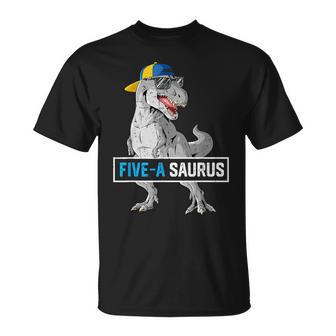 5 Years Old Dinosaur 5Th Birthday T Rex Dino Five Saurus T-Shirt - Thegiftio UK