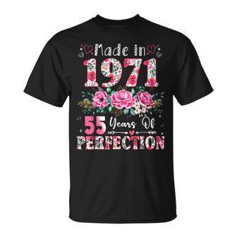 55 Year Old Made In 1971 Floral 55Th Birthday Women T-Shirt - Seseable