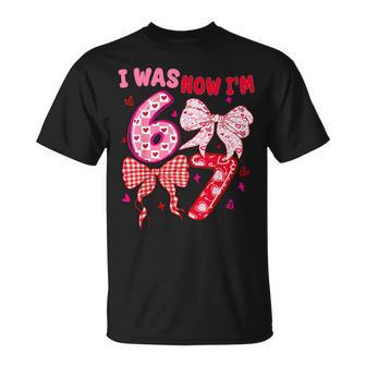 I Was 6 Now I'm 7 Year Old Heart Coquette Girls 67 Birthday T-Shirt - Thegiftio UK