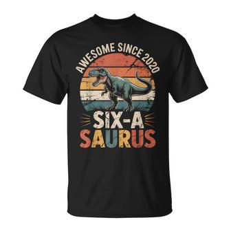 6 Year Old Dinosaur 6Th Birthday Trex Dino Six Saurus T-Shirt | Seseable UK