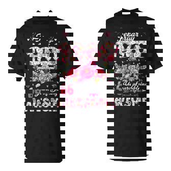 66歳 1960年2月 花柄 66歳 誕生日 男性 女性 Tシャツ - Kawaiitshirt