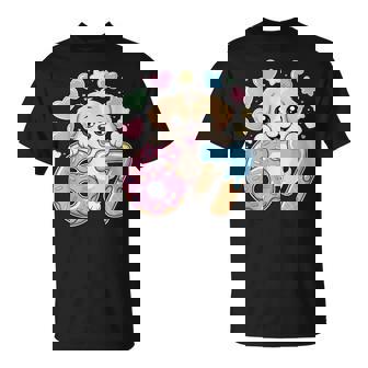 67 Dog Ice Cream Drip Cool Meme 67 Six Seven Humor T-Shirt | Seseable UK