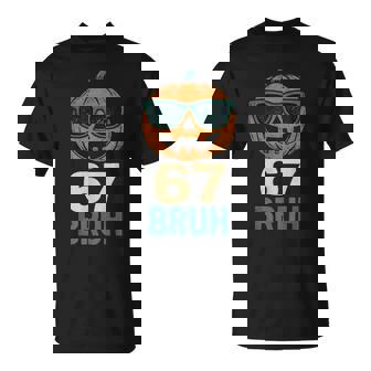 67 Halloween Bruh Pumpkin 6-7 Meme Gen Alpha Slang Six Seven T-Shirt - Thegiftio