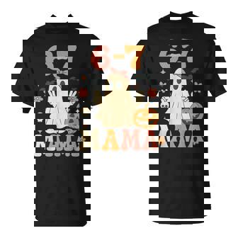 67 Mama Ghost Halloween Groovy Retro Six Seven Mom T-Shirt - Monsterry