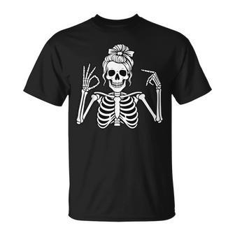 67 Meme Skeleton Hand 6 7 Halloween Six Seven Ns T-Shirt - Monsterry