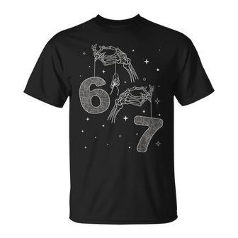 67 Meme Skeleton Hand Halloween Six Seven Ns T-Shirt - Monsterry