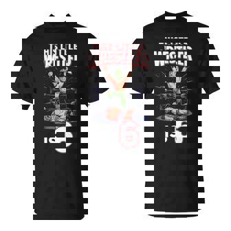 6Th Wrestling Birthday Party This Little Wrestler Is 6 T-Shirt | Mazezy
