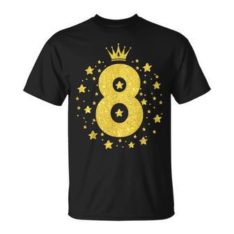 8 Gelbe Krone 8 Jahre Alt Happy 8Th Birthday Mädchen Frauen T-Shirt - Geschenkecke