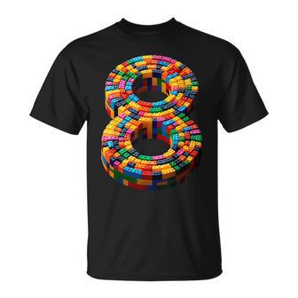 8 Year Old Blocks Building Master Builder 8Th Birthday Boy T-Shirt - Thegiftio UK