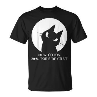 80 Coton 20 Poils De Chat Homme Humour Félin Cadeau T-Shirt - Cadeauxyz