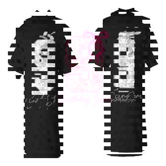 9Th Birthday Girl Pink Coquette Bow 9 Year Old Aesthetic T-Shirt | Seseable FR