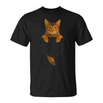 Abyssinian Cat Pocket Cat Mom Cat Dad Cat Lover T-Shirt - Monsterry
