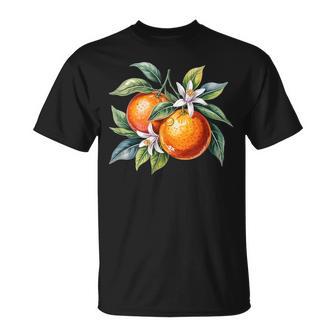 Acuarela Naranjas Y Flores Botánico Fruta Arte Camiseta unisex - Regaloses