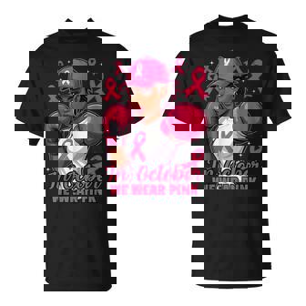 African American In October We Wear Pink Breast Cancer T-Shirt | Mazezy