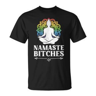 Aggro Yoga Namaste Bitches Lustiges Yogi T-Shirt - Geschenkecke