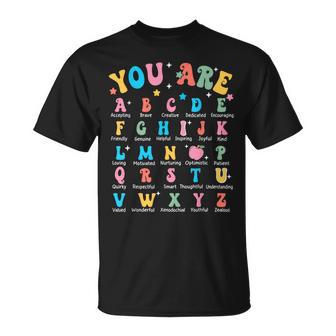 Alphabet Kindergarten Elementary School Teachers Students T-Shirt | Mazezy
