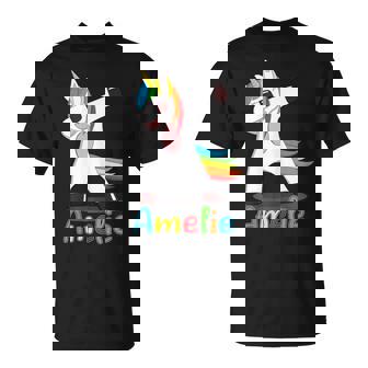 Amelie Name Prénom Amelie Licorne Dansante Colorée T-Shirt - Cadeauxyz