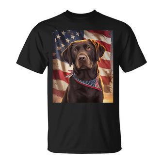 American Flag 4Th Of July Dog American Chocolate Labrador T-Shirt - Thegiftio UK