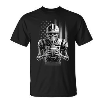 American Football Skeleton Usa Flag Halloween Ns Boys T-Shirt - Monsterry