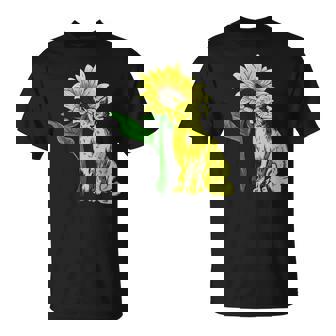 Animal Gato Floristaol Hippie Flor Amarilla Girasol Cuello Camiseta unisex - Regaloses