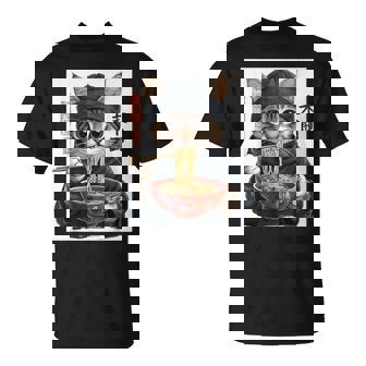 Anime Cat Ramen Japanese Style Graphic T-Shirt - Monsterry