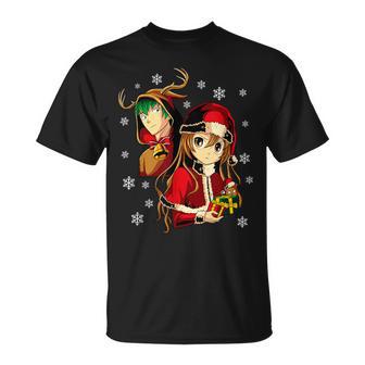Anime Mädchen Jungen Weihnachten Pyjama X-Mas Otaku Geek Manga Liebhaber T-Shirt - Geschenkecke