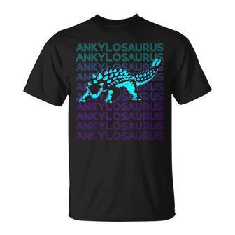 Ankylosaurus Dinosaur Retro Small Black T-Shirt - Thegiftio UK