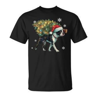 Arbre De Noël Amusant Pour Les Amoureux Des Animaux De Compagnie Terrier De Boston T-Shirt - Cadeauxyz