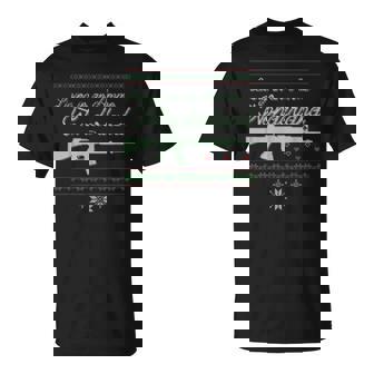 Armas Para Navidad Feo De Punto De Caza Rifle Militar Divertido Regalo Camiseta unisex - Regaloses