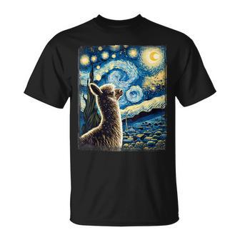 Artistic Alpaca Van Gogh Style Starry Night Alpaca T-Shirt - Thegiftio UK