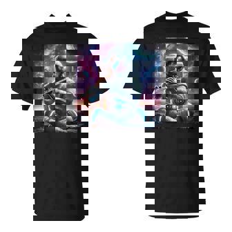 Astronaut Playing Flute Music Science Space Graphic Tee Men T-Shirt | Mazezy