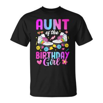 Aunt Of The Birthday Girl Rolling Skate Bday Family T-Shirt - Thegiftio UK