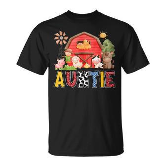 Auntie Red Farm Cow Birthday Boy Matching Family Party T-Shirt | Mazezy