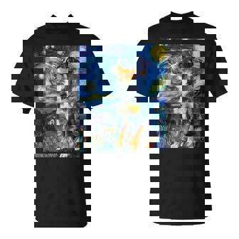 Australian Shepherd Dog Van Gogh Style Starry Night T-Shirt | Mazezy