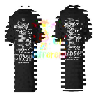 Autism Awareness Cute Giraffe Animal Its Ok To Be Different T-Shirt - Monsterry