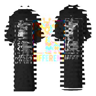 Autism Awareness Giraffe Its Ok To Be Different T-Shirt - Thegiftio