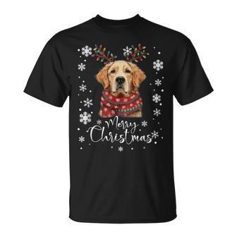 Babbo Natale Golden Retriever Renna Luce Natale Maglietta - Novitaregali